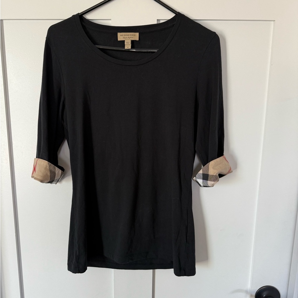 Burberry Black Top with Signature Check Accents